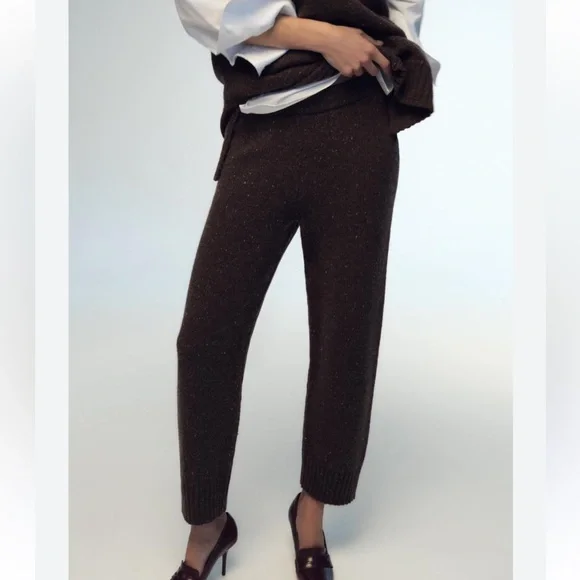 **NWT** Zara Straight Leg Knit Pants - Picture 3 of 7